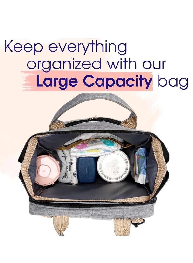 أرابايت حقيبة أطفال، حقيبة ظهر للحفاضات، حقيبة مومياء محمولة متعددة الوظائف مع USB، مقاومة للماء، سرير أطفال قابل للطي مع حامل أطفال، مظلة شمس، وسادة حفاضات، حقيبة حفاضات أطفال للسفر - Image 5